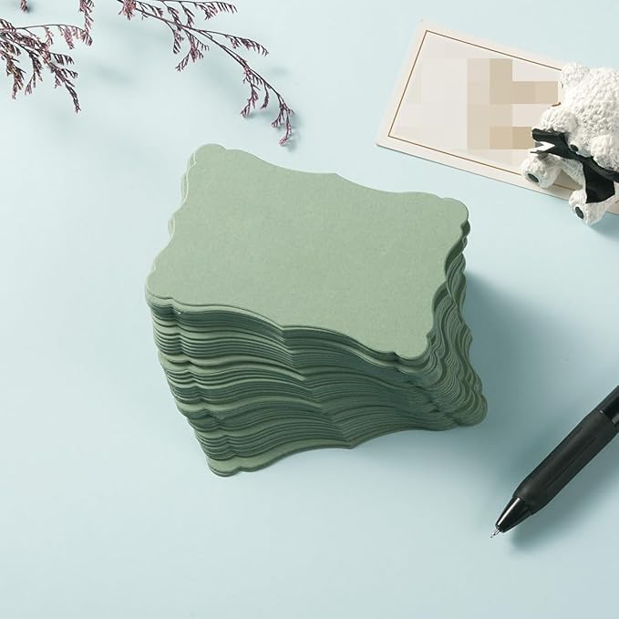 120 Pieces Small Mini Business Cards Vintage Assorted Colors Blank Note Cards Gift Word Card for Business Cards, Gift Cards (Sage-Green, 3.66x 2.36 inches)