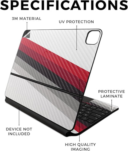 Carbon Fiber Skin Compatible With Apple Magic Keyboard for iPad Air 13-inch (M2) 2024 - Slant Stripes - Premium 3M Vinyl Protective Wrap Decal Cover - Easy To Apply | Crafted in the USA by MightySkins