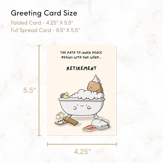 ALY LOU Funny Retirement Card for Her Him, Sarcastic Card For Mom Dad Husband Wife Friend/Congratulations Greeting Card (The Path To Inner Peace ... Retirement)