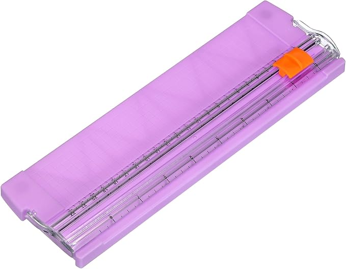 PATIKIL Paper Trimmer, Plastic Portable A5 Paper Cutter Slicer Tool with Side Ruler for Scrapbooking Craft Paper Photo Cardstock Label, Purple