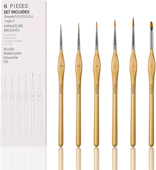 6Pcs Micro Paint Brushes Set with Triangular Handles - for Acrylics, Oils, Watercolors & Paint by Number, Citadel, Figurine, 40k，Mandala Painting