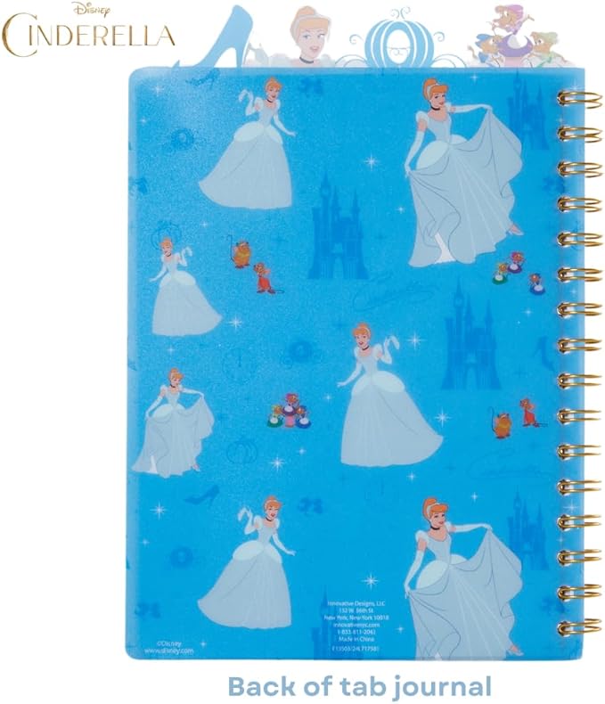 Innovative Designs Disney Cinderella Tab Journal Notebook, Spiral Bound, 96 Lined Pages, 8 x 7 inches