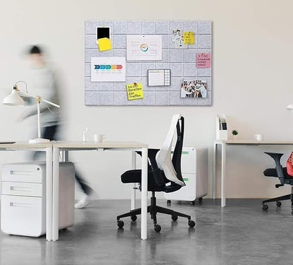 Large Cork Board Felt Board Tiles for Walls with 30 Push Pins, 11.8"x11.8" Pack of 12 Pin Board Notice Boards for Home Office Kitchen, Bulletin Board Wall Tiles for Photos Memos