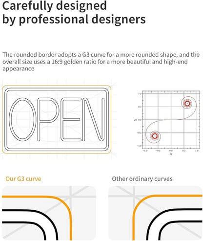 Bright and Eye-Catching LED Open Sign for Business - "16x 10" (red/blue) Transparent Acrylic Neon Sign | Ideal for Storefronts, Windows, Bars | Commercial LED Open Signs, Light-Up Open Signs