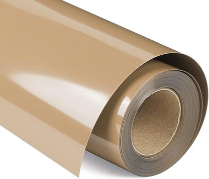 VINYL FROG Heat Transfer Vinyl Roll - 12" x12ft Tan HTV Iron on Vinyl for T-Shirts, Heat Press Vinyl for DIY Craft Designs (Camel)