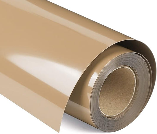 VINYL FROG Heat Transfer Vinyl Roll - 12" x12ft Tan HTV Iron on Vinyl for T-Shirts, Heat Press Vinyl for DIY Craft Designs (Camel)