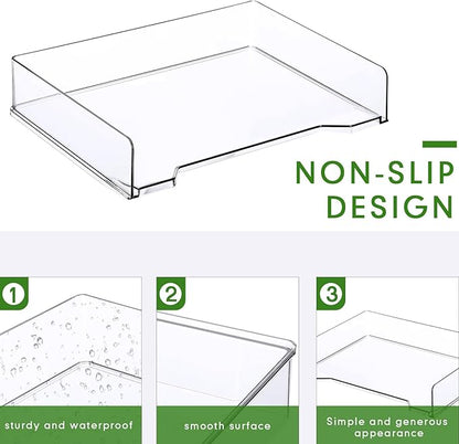 4 Pcs Stackable Letter Tray Rectangular Plastic Desk Organizer 13 x 9.5 x 2.6 in Paper Holder File Tray Accessories Rack for Desktop Office Desk Drawers (Clear)