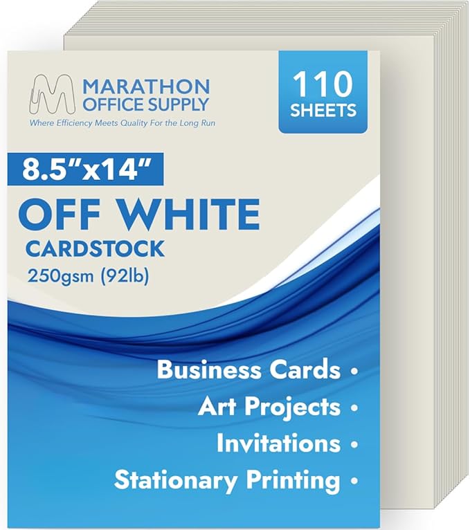 MOS Legal Cardstock Paper – 8.5” x 14”, 250 GSM, 110 Sheets – Heavyweight Off-White Cover Stock for Certificates, Menus, Legal Documents & Crafts – Smooth Finish, Printer-Friendly