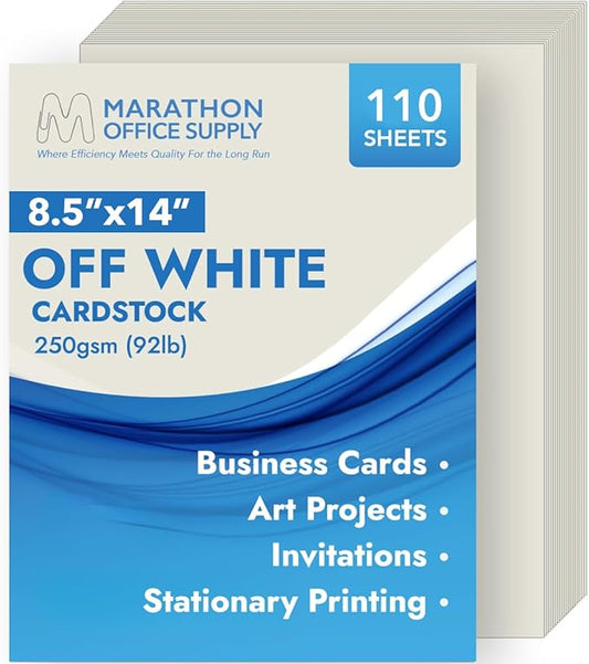 MOS Legal Cardstock Paper – 8.5” x 14”, 250 GSM, 110 Sheets – Heavyweight Off-White Cover Stock for Certificates, Menus, Legal Documents & Crafts – Smooth Finish, Printer-Friendly
