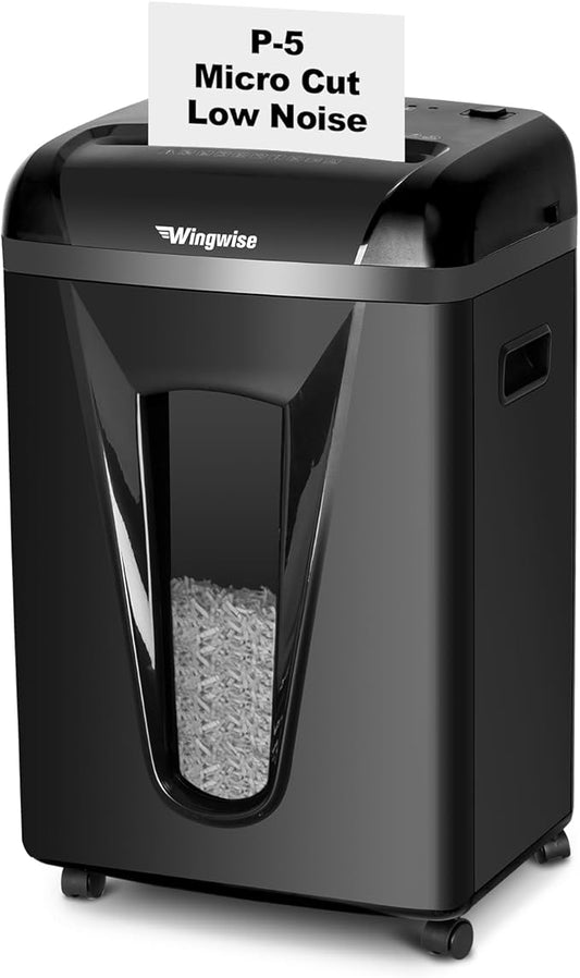 P-5 High-Security Micro-Cut Shredder (2x12mm, 58dB) – 9 Sheets, 2.4m/min, Shreds CDs/Credit Cards, 5.8Gal Bin for Home/Office
