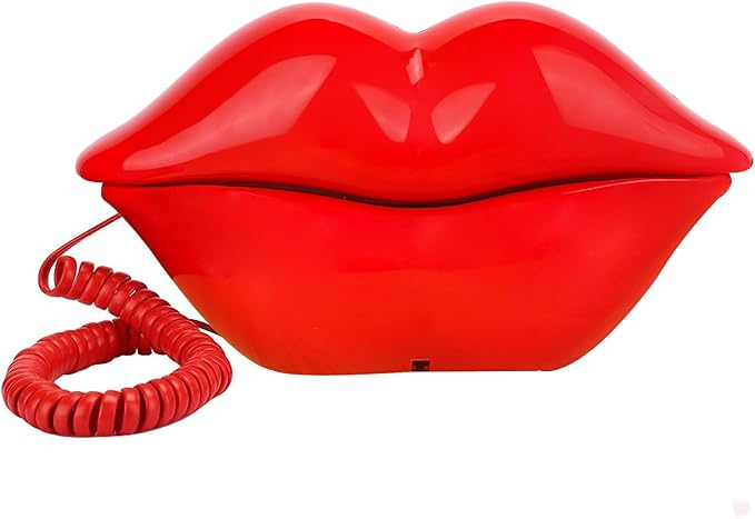 Corded Lip Phone, Benotek Novelty Landline Phone for Home/Office/Shops/Party Decor, Real Wired Funny Mouth Cartoon Telephone for Gift (Red)