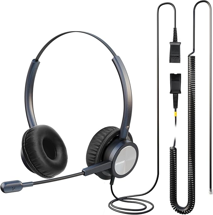 Wired Office Deskphone Landline Phone Headset with Microphone, RJ9 Noise-canceling Telephone Headset QD for Cisco IP Phone 794X 796X 797X 69XX Series & 8811,8841,8851,8861,8941,8945,8961,9951,9971...