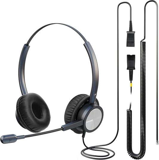 Wired Office Deskphone Landline Phone Headset with Microphone, RJ9 Noise-canceling Telephone Headset QD for Cisco IP Phone 794X 796X 797X 69XX Series & 8811,8841,8851,8861,8941,8945,8961,9951,9971...