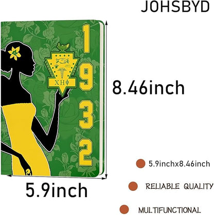 AKA Sorority Gift Leather Notebook for Women Girls Pink and Green Greek Sorority Journal Notebook Sisterhood Graduation Gift (1932)