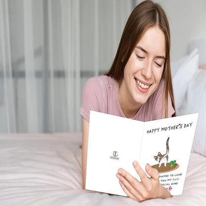 OJsensai Best Cat Mom Mothers Day Card, Naughty Cat Mom Gifts for Women, Happy Mothers Day Card from Cat, the Girl Who Loves The Cats