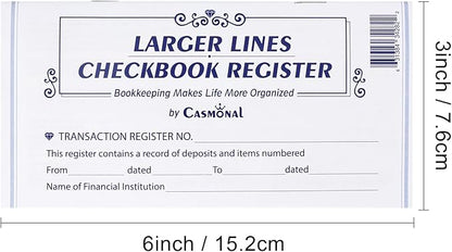 Larger Lines 12 Pack Check Registers for Personal Checkbooks, Blank Checkbook Registers for Personal or Businesses Use, Check Register Books to Log Transaction and Track Payments, Deposits, Finances