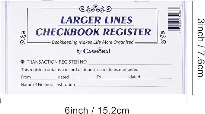 Larger Lines 12 Pack Check Registers for Personal Checkbooks, Blank Checkbook Registers for Personal or Businesses Use, Check Register Books to Log Transaction and Track Payments, Deposits, Finances