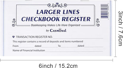 Larger Lines 12 Pack Check Registers for Personal Checkbooks, Blank Checkbook Registers for Personal or Businesses Use, Check Register Books to Log Transaction and Track Payments, Deposits, Finances