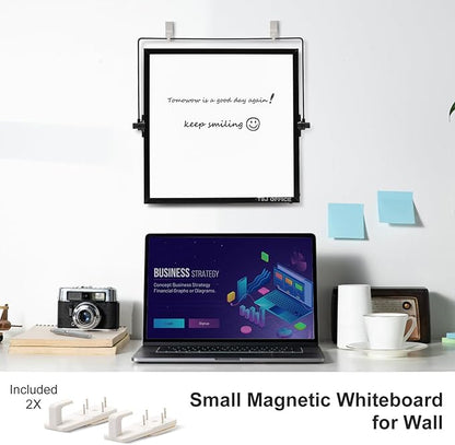 Small Magnetic Dry Erase Whiteboard – Mini Desktop Portable Easel Dry Erase White Board for Students Double Side to Do List Dry Erase Board with Stand for Office, School, Home 12 x 12 inches