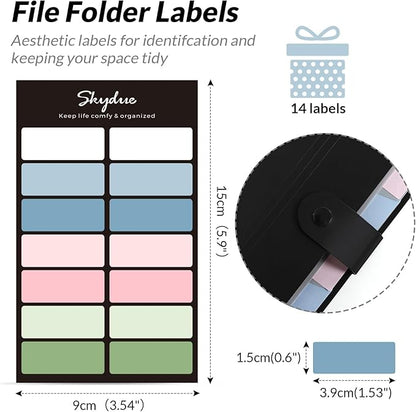 SKYDUE 8 Pockets Expanding File Folders, Accordion Folders, Portable Paper Bill Receipt Organizer, Letter Size, Home College School Office Supplies, Black