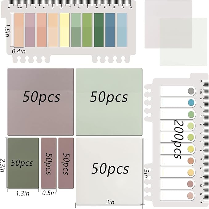 ELII 700PCS Transparent Sticky Notes,Clear Waterproof 3 x 3 inch See Through Memo Pad,Translucent Writable Index Tabs for Annotating Books, Office & School Study Supplies