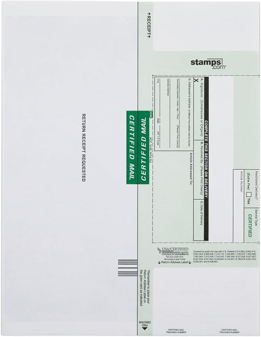 Certified Mail Envelopes - 200 Pack, Envelopes with Return Receipt | Designed for Certified Mailing, Business Documents, and Important Notices