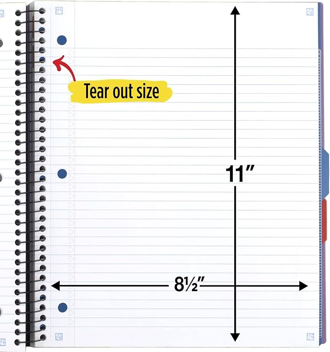 Five Star Advance Spiral Notebook + Study App, 3 Subject, College Ruled Paper, 8-1/2" x 11", 150 Sheets, Spiral Guard, Movable Tabbed Dividers and Pockets, Amethyst Purple (820060G)