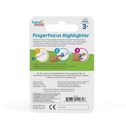 hand2mind FingerFocus Highlighter, Guided Reading Strips, Reading Pointers for Kids, Dyslexia Tools for Kids, ADHD Tools, Special Education School Supplies, Teacher Classroom Must Haves (1 Pack)