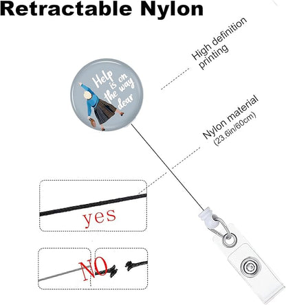 Help is on The Way Dear Green Badge Reels Holder Retractable with ID Clip for Nurse Name Tag Card Nursing for Doctor Teacher Student Employee Office Medical Work