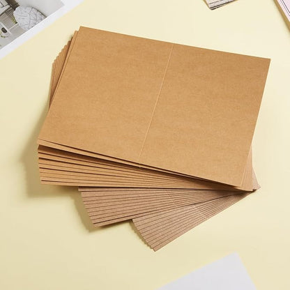 50 Pack Blank Cards Folded Cardstock Thank You Blank Greeting Cards for Invitations, Wedding, Greeting Cards, All Occasion DIY (Brown, 4x6)