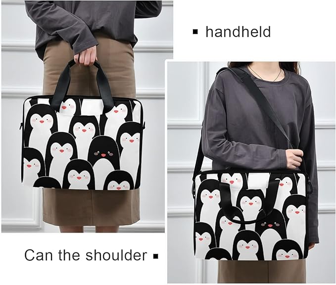 Cute Penguin Laptop Bag Case Laptop Messenger Bag Briefcase for Men Women