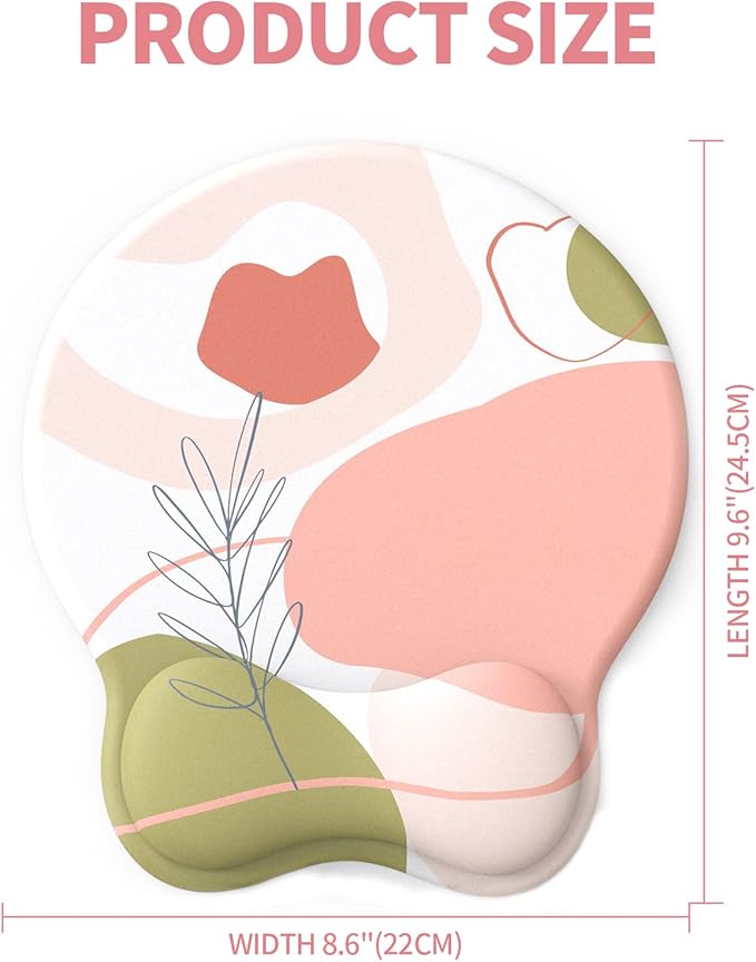 eulps Mouse Pad with Wrist Rest, Comfortable Computer Mousepad with Gel Wrist Support Smooth Surface and Non-Slip PU Base for Pain Relief, Laptop, Office & Home (Rose)