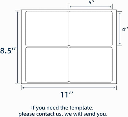 100 Sheets 400 Labels 4"x5" 4 Up Shipping Address Labels for Laser & Inkjet Printers, Permanent Adhesive 4 to a Page, 4 Stickers per Sheet