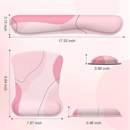 iCasso Mouse Pad with Wrist Rest, Keyboard Wrist Rest, Made of Memory Foam, Ergonomic Support, Easy Typing and Relieve Wrist Pain, Perfect for Gaming, Computer, Office, Laptop