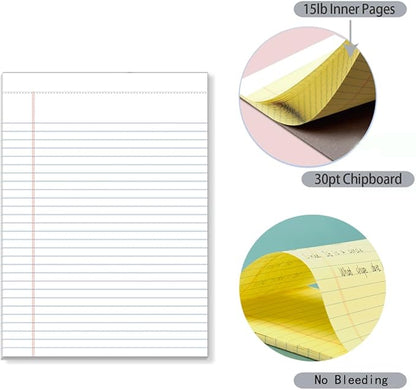 KAISA Small Legal Pad, 5"x8" Writing Pads, Narrow Ruled 5x8 Note Pads For School Office Home Notepads, White 50 Sheets 12 Pads WT-SWT
