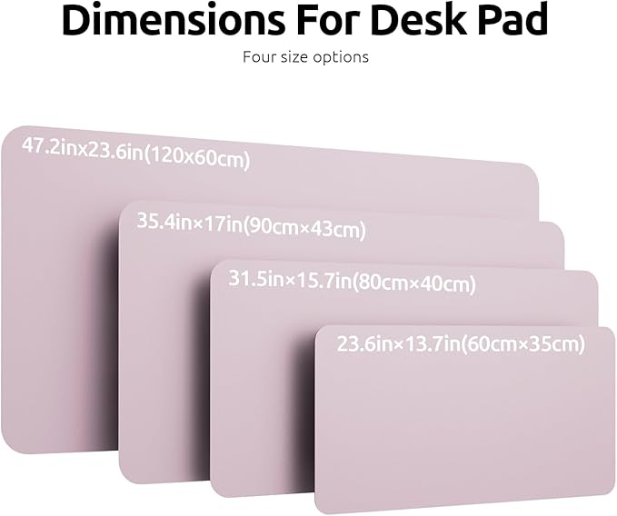 YsagI Large Leather Desk Mat, Mouse Pad, Non-Slip PU Leather, Waterproof Writing Pad, Laptop & Office use (Grayish Lavender, 47.2" x 23.6")
