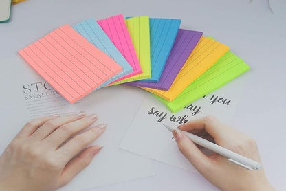 8 Pads Lined Sticky Notes 3x5 in Post, 8 Colors Self Sticky Notes Pad Its, Bright Colorful Rectangle Sticky Notes for Office, Home, School, Meeting, 50 Sheets/pad