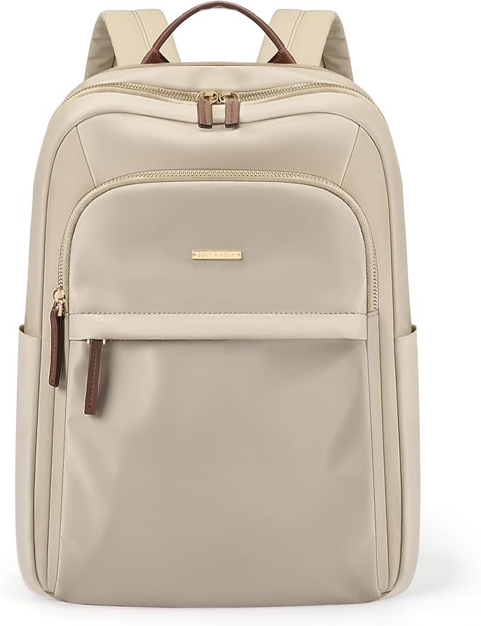 Laptop Backpack for Women Travel Work Commute Casual Daypack Backpack Purse Computer Bags Fit 14 Inch Notebook (Apricot)