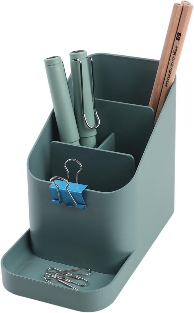 BLUE GINKGO Desk Holder – Korean-Made Office Organizer for Pencils, Pens, Notes, and Desk Supplies (Green)