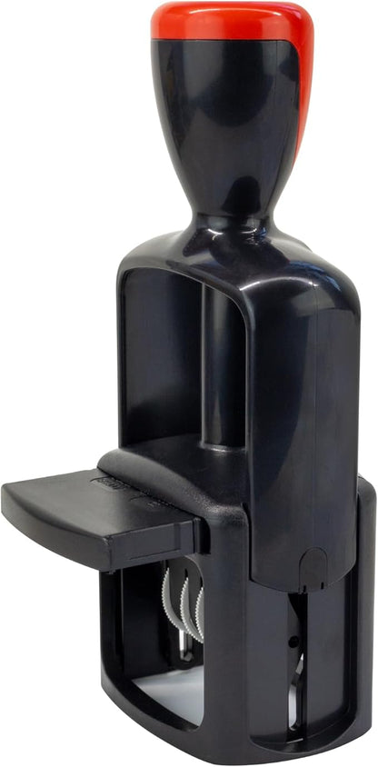 Self-Inking Rubber Date Office Stamp with Entered Phrase - Blue Ink & Date Red Ink - 12-Year Band