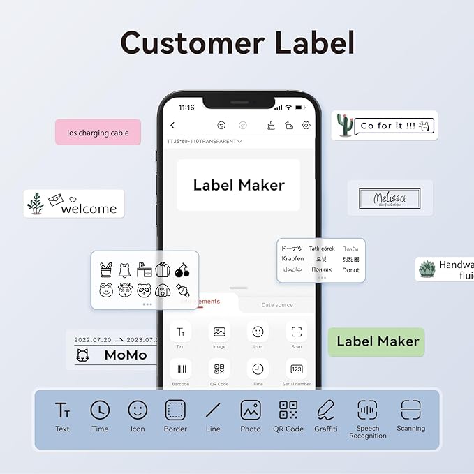 NIIMBOT Label Maker Tape for D11/D110/D101 Label Maker, 12 x 40 mm (0.47'' x 1.57'')-160 Tapes/Roll for Home Office Labeling Tape Replacement, Light Yellow