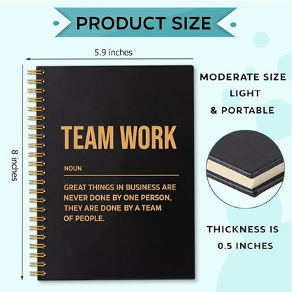 Team Work 160 Blank Pages Spiral Notebook, Team Notebooks for Employees, Team Gifts for Staff, Teamwork Gifts for Coworkers, Employee Appreciation Gifts, Team Member Gifts for Colleagues