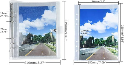 Clear Giltter PVC Kpop Photocard Binder Loose Leaf 6-Ring Wide A5 Photocards Holder with 8 Inch 50 Pockets Photo Pages Transparent Card Sleeve Protectors Page for Photos Cards Album Folder Organizers