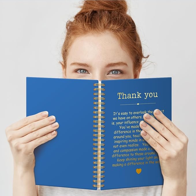Thank You Navy Blue Hardcover 160 Pages Spiral Notebooks, Funny Thank You Gifts for Women Men Coworkers Leader Mentor, Appreciation Gifts for Employees, Thanksgiving Gifts for Colleagues Leaders