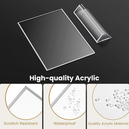 8.5X11 Sliver Frames Acrylic Sign Holder Double-Sided Sliver Picture Frames for Menu Holder Wedding Table Number Holder Christmas Photo Frames with Removable Sticky Dots -6 Pack