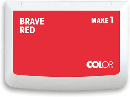 COLOP Make Series, Ink Stamp Pads, with Non-Toxic Premium Ink, Water-Based Acid-Free (Brave Red, Make 1-1-15/16" x 3-1/2")