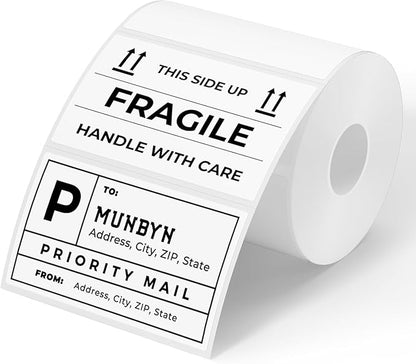 MUNBYN 3x2 Inch White Thermal Labels, Thermal Sticker Labels for Price, Barcode, Mailing, Name, 500 Sheets/1 Roll