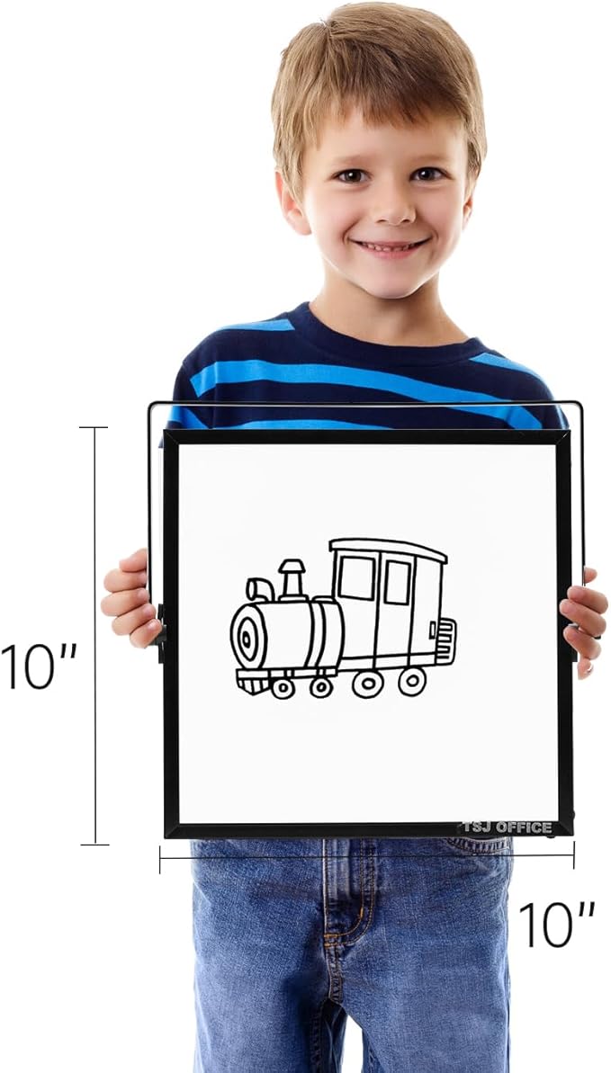 Small Magnetic Desktop White Board – Portable Mini Easel Dry Erase Whiteboard for Students Double Side to Do List Dry Erase Board with Stand for Office, School, Home 10 x 10 inches