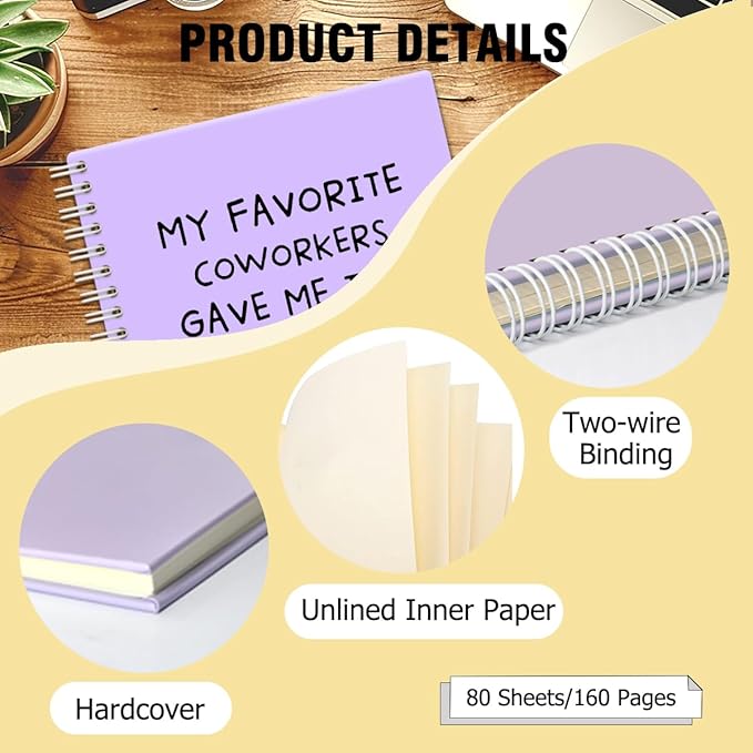 My Favorite Coworkers Gave Me This Purple Hardcover 160 Pages Spiral Notebooks, Coworker Birthday Gifts, Goodbye Gifts for Coworkers, Sarcastic Farewell Gifts, Funny Coworker Leaving Gifts