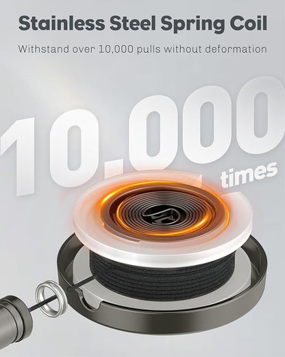 Uniclife 2 Pack Metal Retractable Keychain Heavy Duty Retractable Badge Reel for Badge Holder All Metal Casing with Stainless Steel Spring Coil 27.5 Inch Nylon Rope Belt Clip and Key Ring